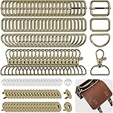 Wokape 140Pcs Bronze 1 Inch / 25mm 5 Styles Purse Hardware Buckles Set, 18mm Magnetic Snap Buttons; D Shape Swivel Hook; Metal Rectangle Ring; D Rings; Rectangle Adjuster Triglides Slides Buckles