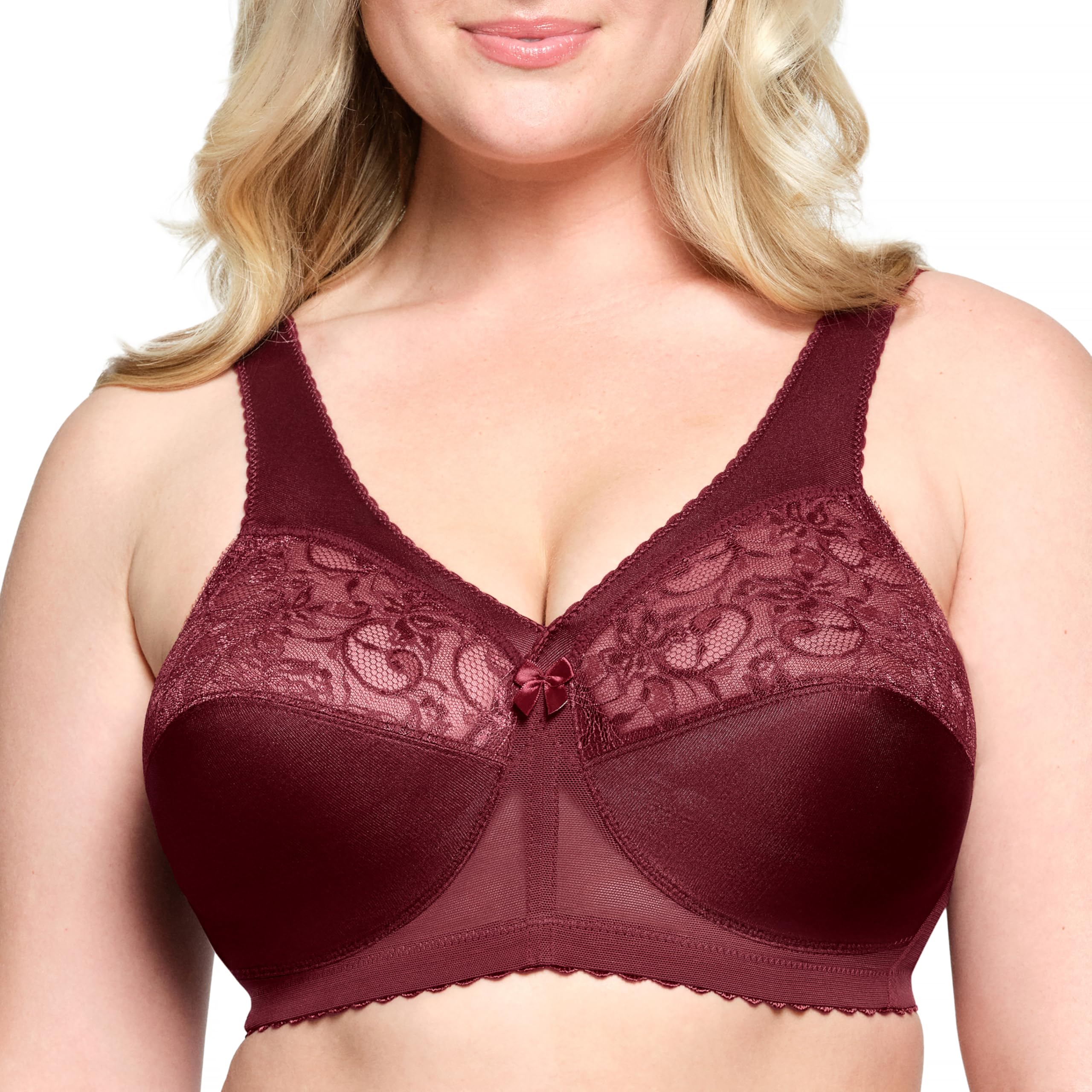 Full Figure Plus Size MagicLift Original Support Bra Wirefree #1000 Burgundy