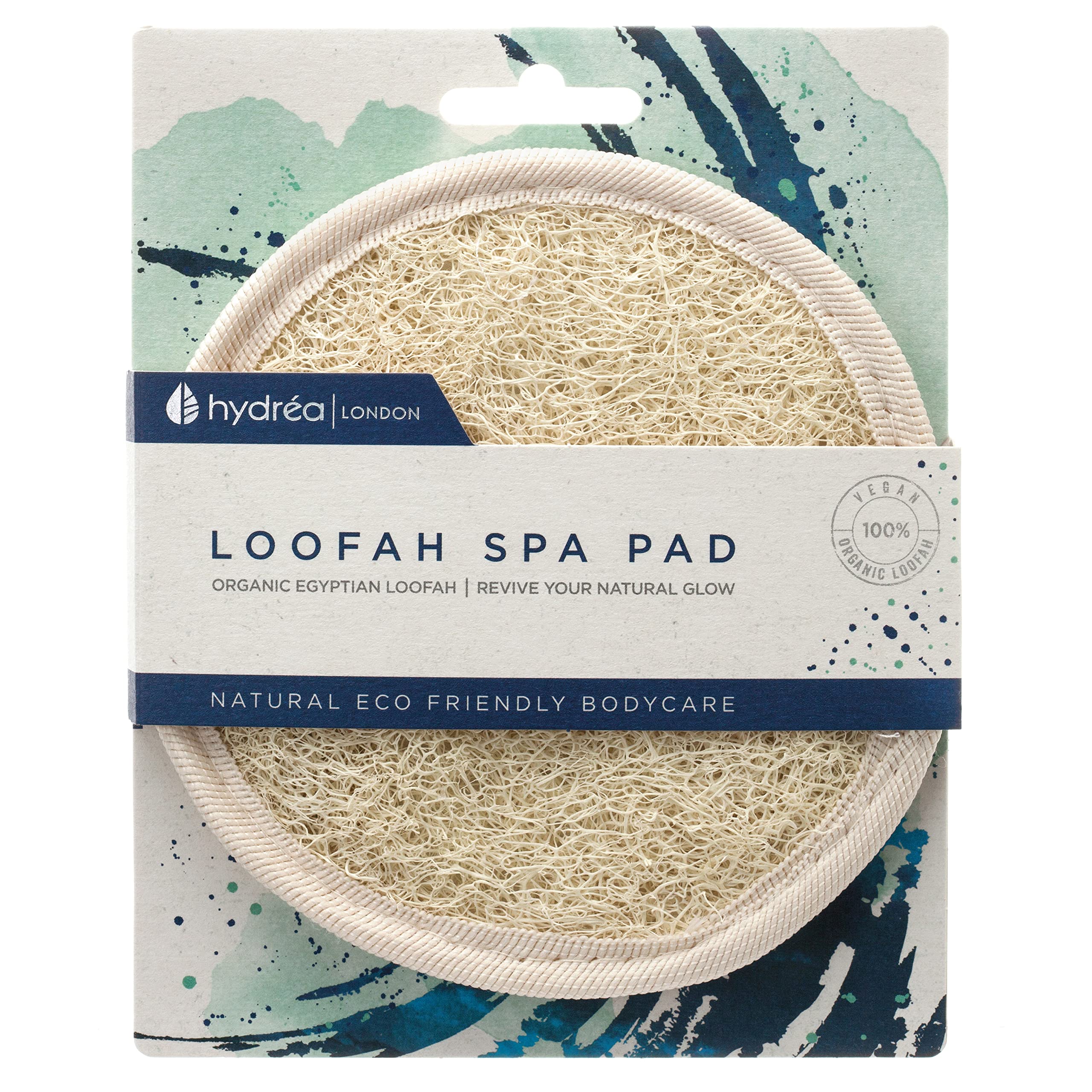 Hydréa London Organic Egyptian Loofah Luxury Exfoliating Body Pad Natural Quality Spa Bodycare for Bath Shower