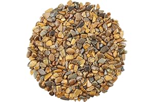 ZHIYUXI Tiger's Eye 1lb Crystal Chips Bulk Fish Tank Decorations Aquarium Rocks Gravel Vase Filler Stones Crystals for Candle Making Witch Kit Gravel for Plants Quartz Sand Gemstone Terrarium Supplies