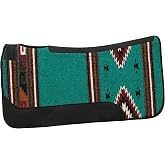 Weaver Equine 31" x 32" Contoured Single Weave Wool Blend Felt Horse Saddle Pad, Shock Absorbing Western Saddle Pad for Protection, Turquoise Pattern