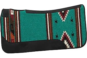 WEAVER LEATHER Weaver Equine 31" x 32" Contoured Single Weave Wool Blend Felt Horse Saddle Pad, Shock Absorbing Western Saddle Pad for Protection, Turquoise Pattern