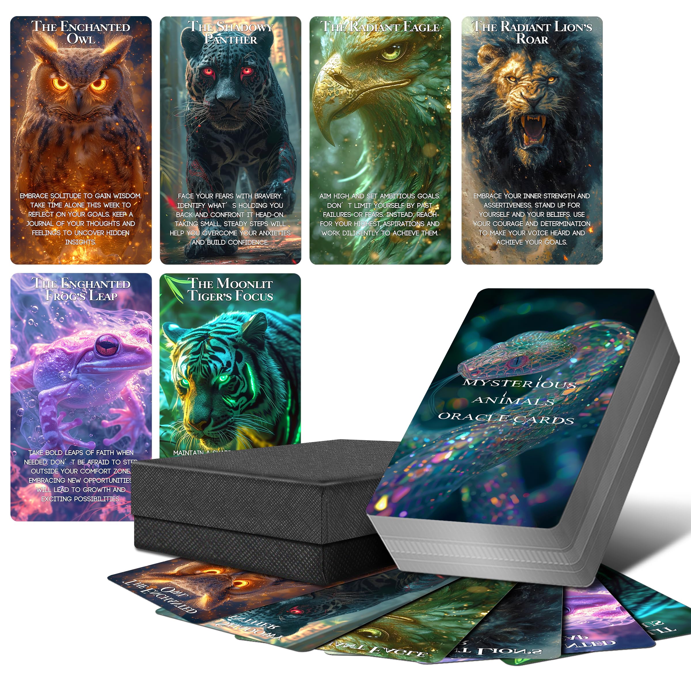 Powerful Spirit Animals Oracle Cards, Animal Totems Oracle Deck for Beginners, Oracle Card with Meanings on Them Enhance Spiritual Awareness