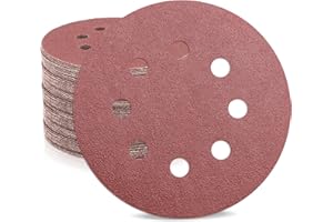 ZEHIQ 5 Inch Sanding Disc 100 Grit, 8 Hole Sandpaper Hook and Loop Sanding Pads Round Orbital Sanding Pads for Random Orbital Sander, 50 Pieces