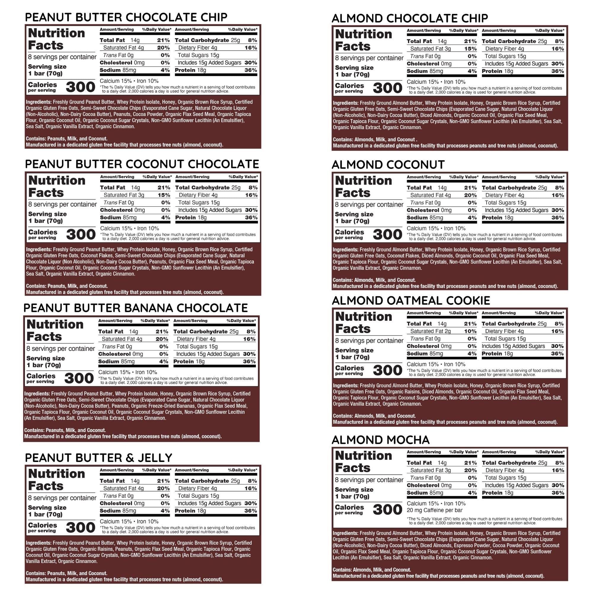 G2G Protein Bar, 8 Flavor Variety Pack, High Protein, Gluten-Free, Healthy Snack, Delicious Meal Replacement, Clean Ingredients, Refrigerated for Freshness, (Pack of 8)