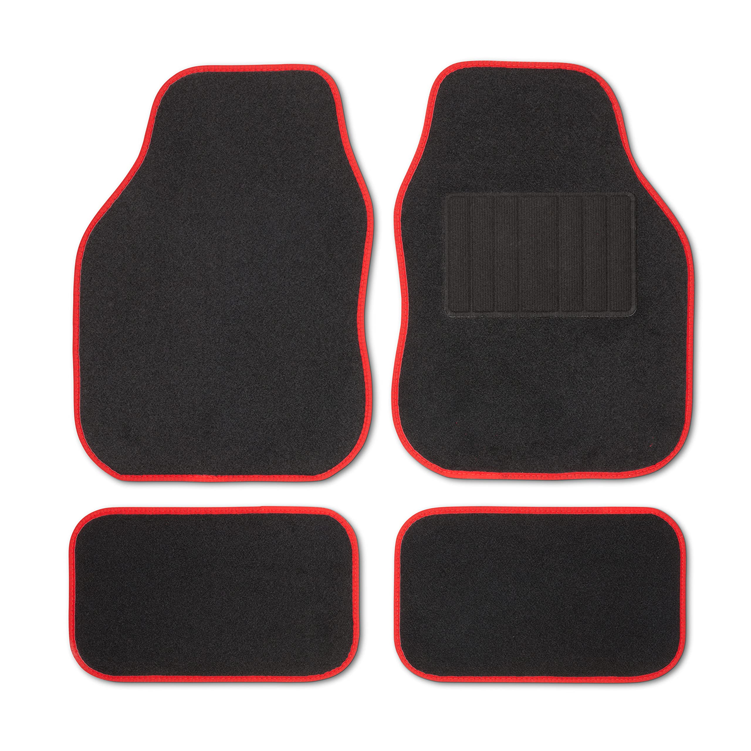Safe Travel 27552 Universal Car Mats, Right Hand Drive (RHD), Welded Heel, Red Binding