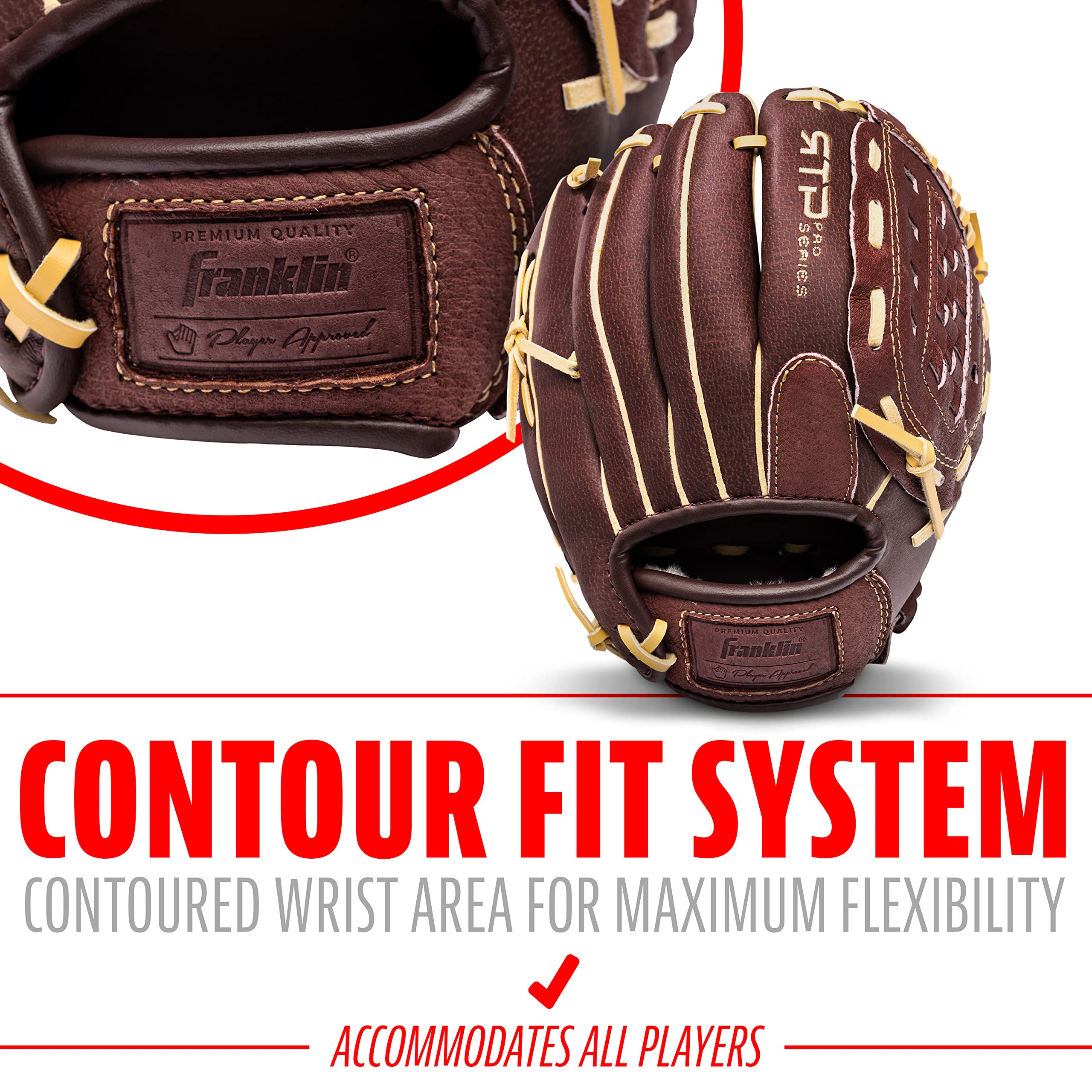 Franklin Sports RTP Pro Baseball Glove - Adult + Youth Fielding Mitt - Righty - Camel