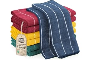Utopia Towels 8 Pack Kitchen Towels Set, 12x12 Inches, Highly Absorbent and Super Soft Microfiber Towels, Ideal for Cleaning Dishes, Pans, Multicolor