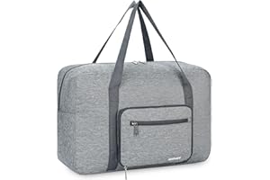 NARWEY For Spirit Airlines Personal Item Bag 18x14x8 Foldable Travel Duffel Bag Tote Carry on Luggage for Women and Men (Grey (No Shoulder Strap)) 25L