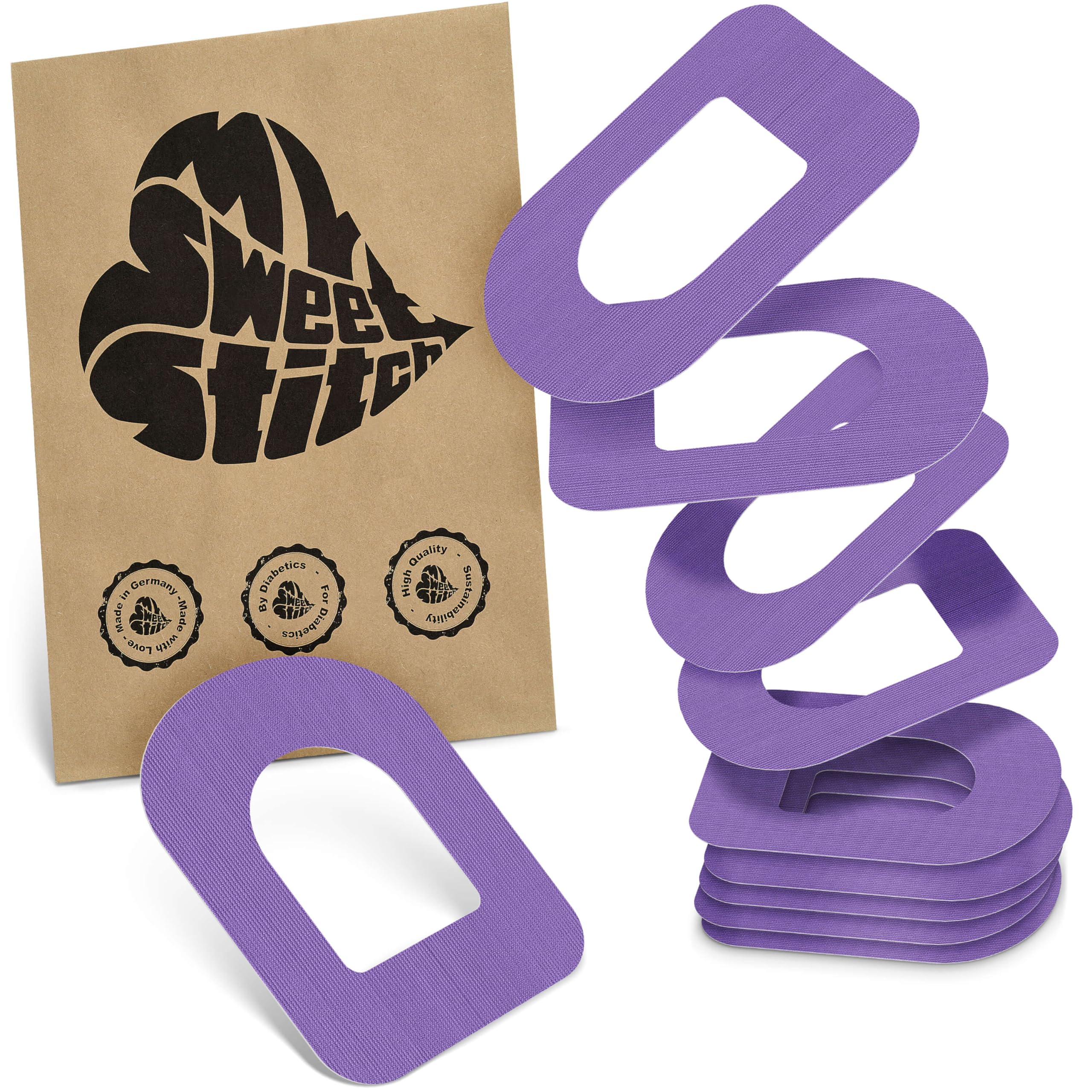 MySweetStitch - 10 x Omnipod Patches, Ring Patch Ø 95 x 72mm, Waterproof, Breathable, Skin-Friendly, Made in Germany, Purple