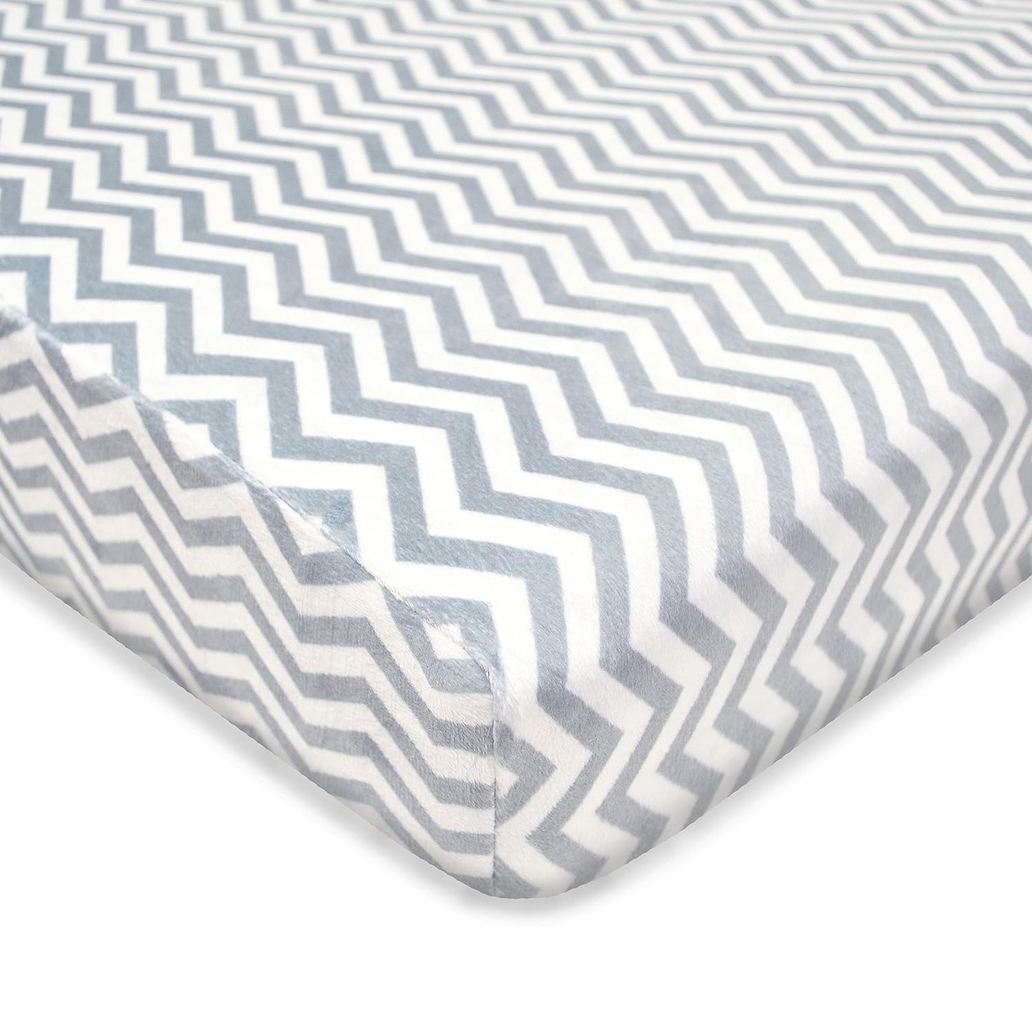 American Baby Company Heavenly Soft Chenille Fitted Pack N Play Playard Sheet, Gray Zigzag, 27 x 39, for Boys and Girls