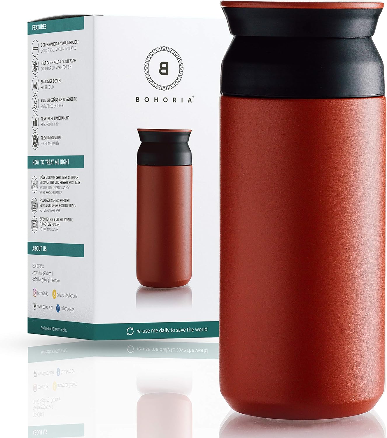 BOHORIA® Premium Stainless Steel Coffee Travel Mug