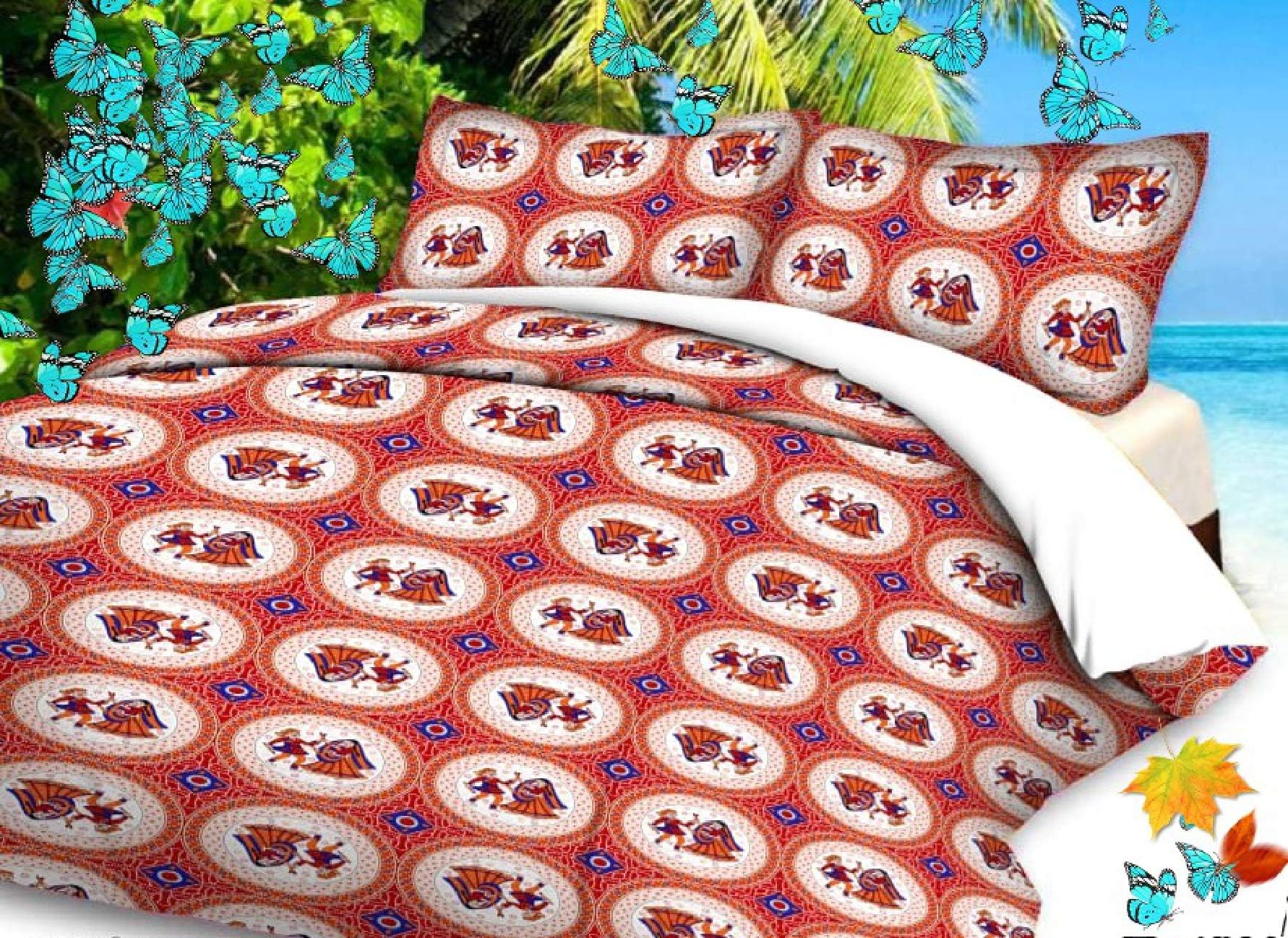 Panipat Textile Hub Microfibre Cotton 144 TC Bedsheet (Standard_Multicolour)