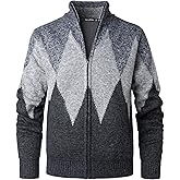 Beryielite Men's Stand Up Collar Cardigan Knitted Full Zip Sweater Long Sleeve Casual Sweatshirt