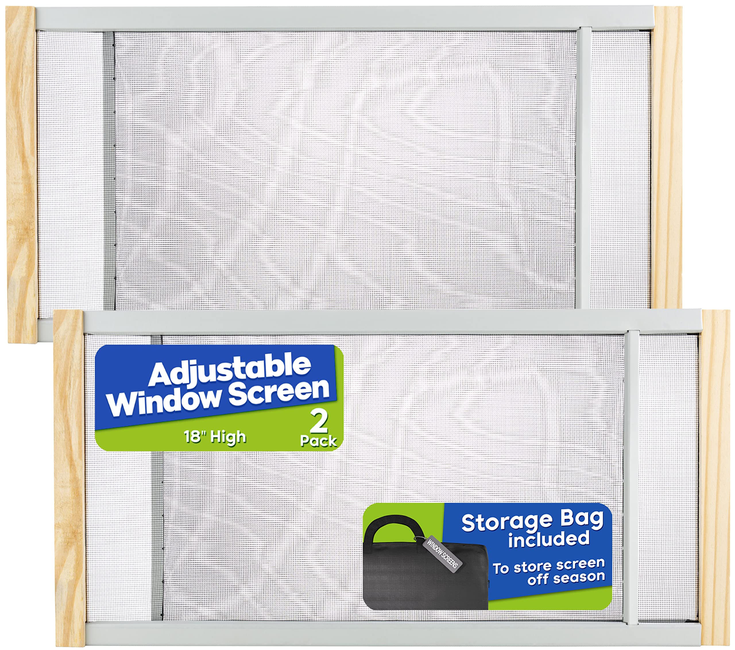 Photo 1 of 2-Pack Adjustable Horizontal Window Screen 18-37 inches Wide, 18 Inch High