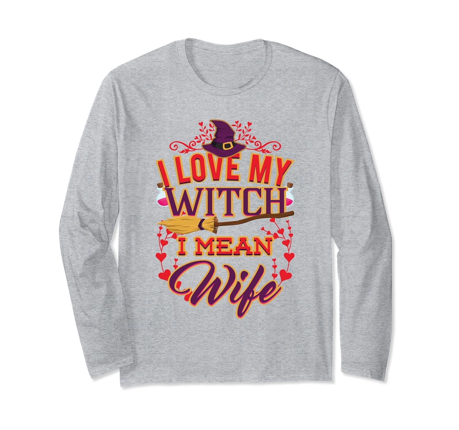 Husband Funny Halloween Long Sleeve Shirt Love Witch Wife-ANZ