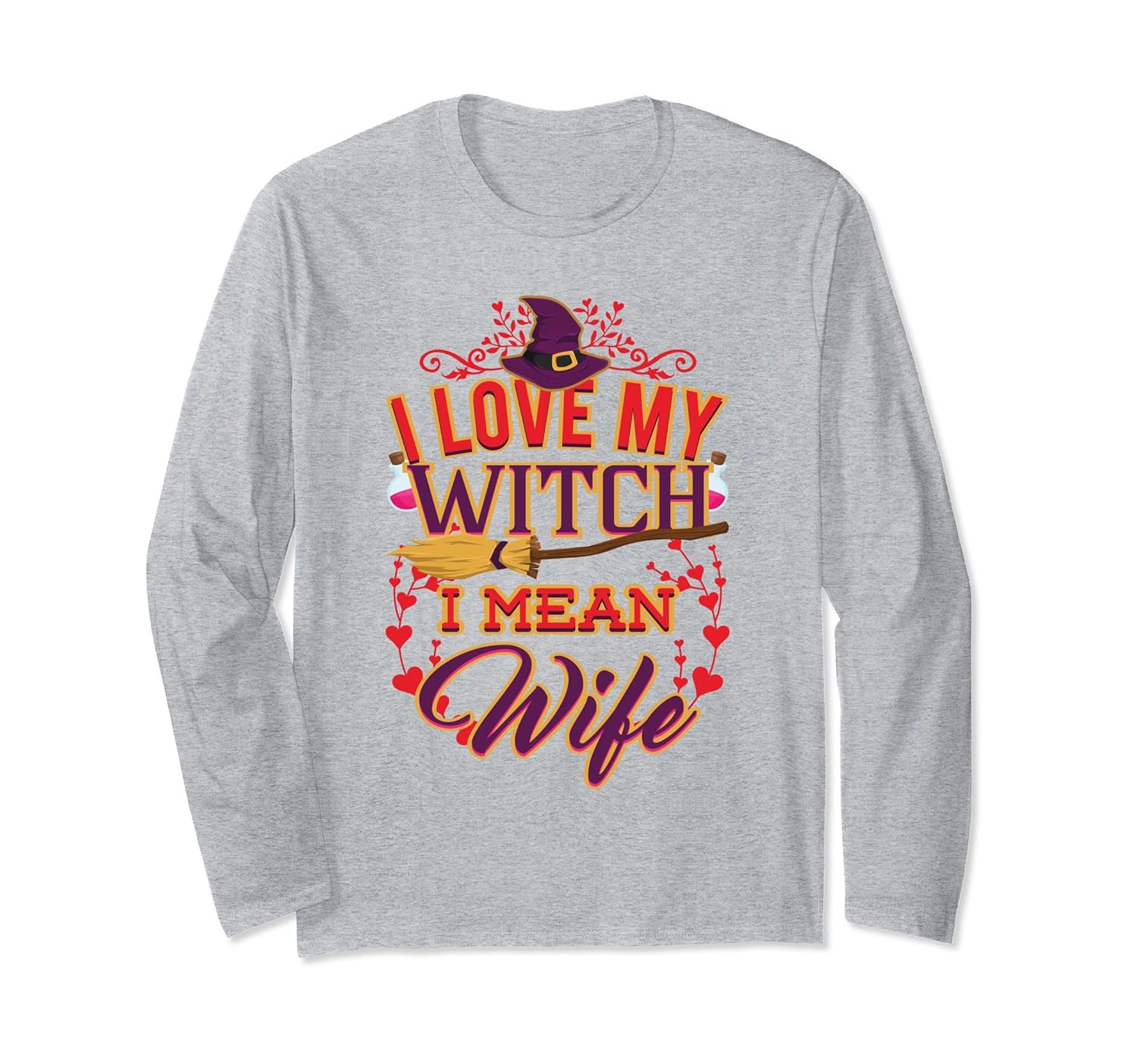 Husband Funny Halloween Long Sleeve Shirt Love Witch Wife-ANZ