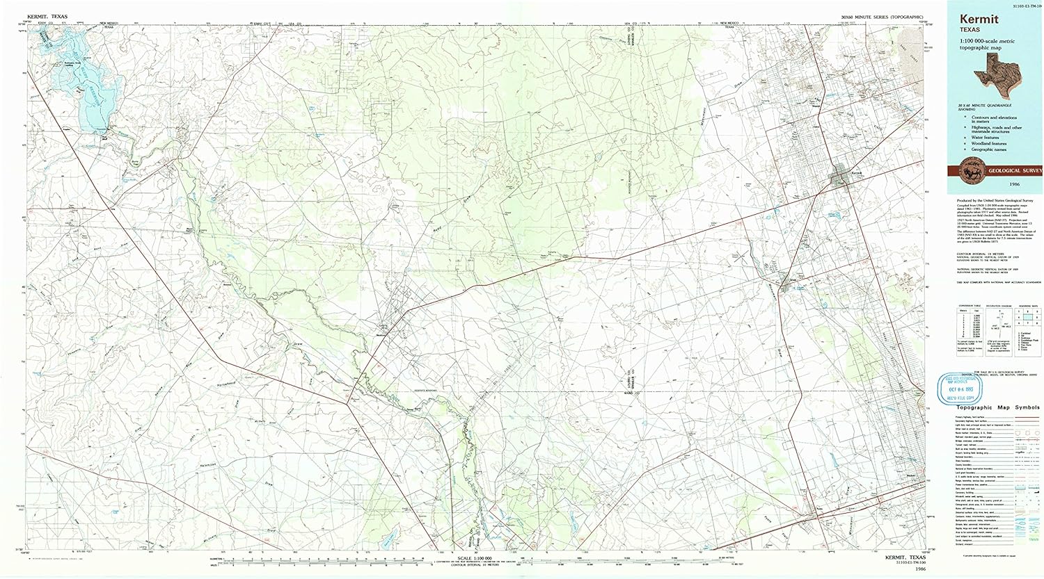 YellowMaps Kermit TX topo map, 1100000 Scale, 30 X 60