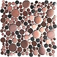 Blujellyfish Copper Backsplash Accent Wall Tile Penny Mosaic Tile for Shower Floor Bathroom Bubble Tiles (Box of 5 Sheets)