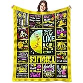 Softball Blanket Gifts for Girls Women Ultra Soft Softball Flannel Throw Lightweight Blanket Softballs Lovers Gifts for Adults Kids Bed Sofa All Season 50"x40"