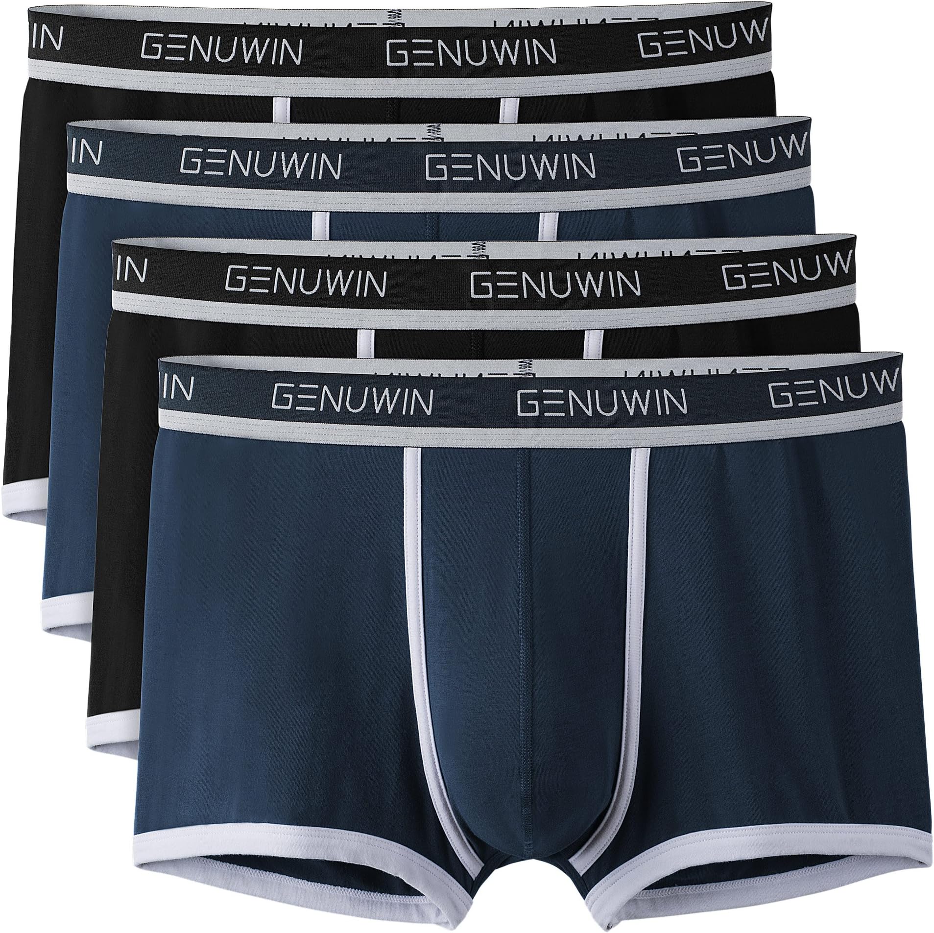 Mens Soft Combed Cotton Trunks Shorts (4 Pack) Men's Underwear Boxers Trunks, Ultra Soft, Fitted Trunks