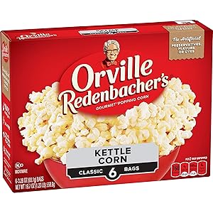 Orville Redenbacher's Kettle Corn Microwave Popcorn, Gluten Free, 3.28 Ounce Classic Bag, 6-Count, Pack of 6
