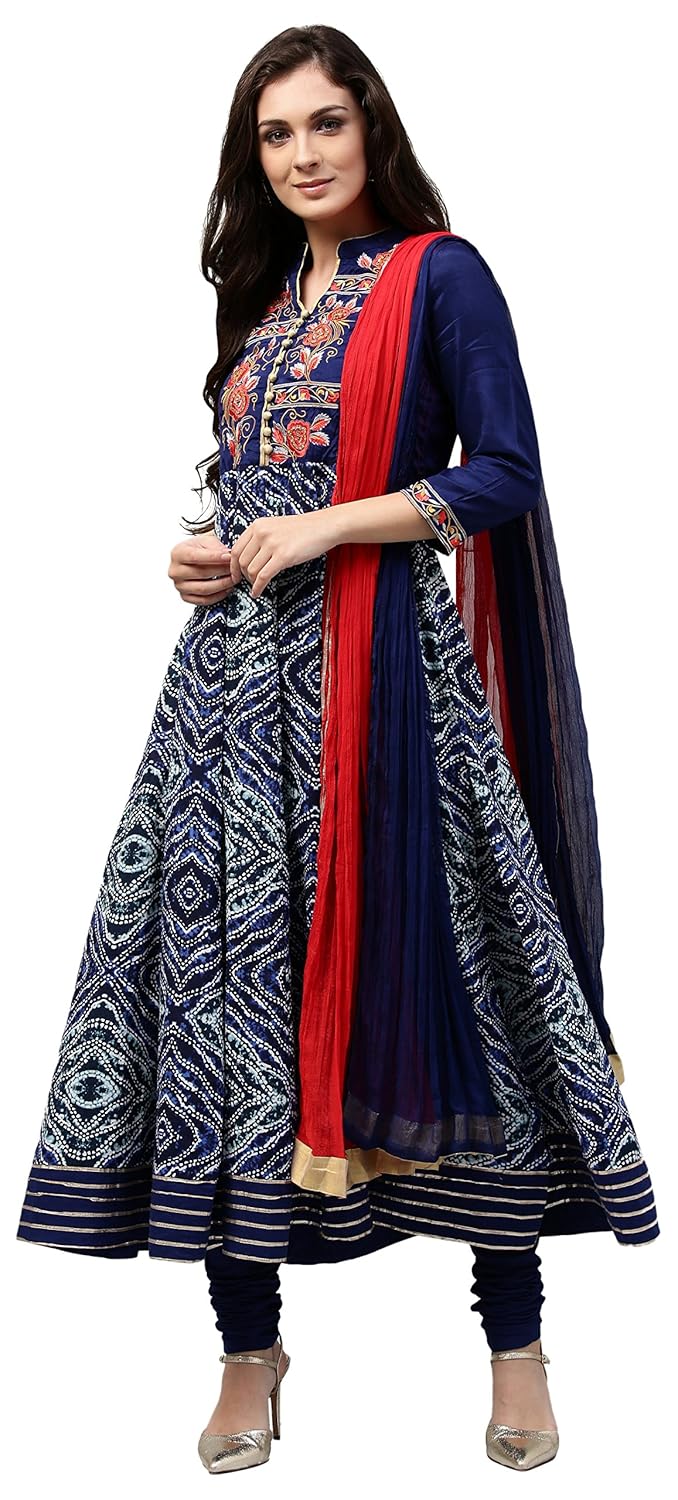 rain and rainbow women's anarkali rayon salwar suit (pack of 3)