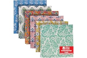 AVKA Studio Unisex Handkerchiefs – 16x16 Soft Cotton Handcrafted Hankies for Men & Women – Sweat Absorbing, Machine Washable, Thin & Lightweight – Pack of 6