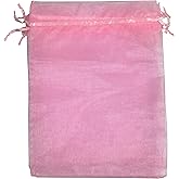 ANSLEY SHOP 50PCS 12x16 Inches Organza Gift Bags with Drawstring Gift Packaging Big Bags (Pink)