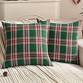 FUTEI Christmas Green Plaid Throw Pillow Covers 18x18 Inch Set of 2 Buffalo Check Holiday Decorative Cushion Case Farmhouse Home Decor for Couch Bed Living Room
