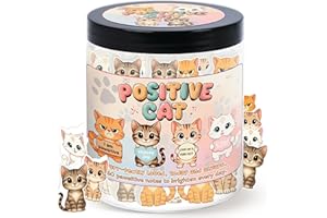 DEARMINE Positive Cat Jar with 60 Daily Affirmation Cards, Emotional Support Gift, Cute Kitty Decor, Cat Themed Gifts for Women, Inspirational Gifts for Cat Lovers