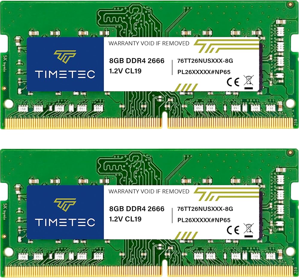 Timetec 16GB DDR4 SODIMM Kit 2x8GB 2666MHz PC4-2666V Laptop RAM 1.2V CL19