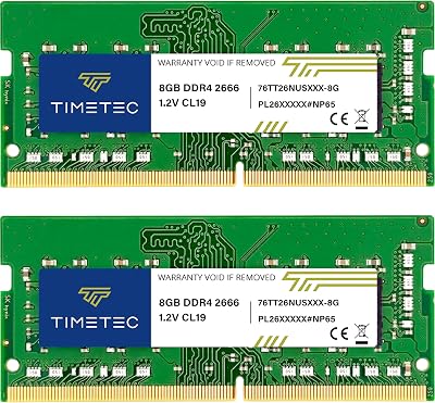 Timetec 16GB DDR4 SODIMM Kit 2x8GB 2666MHz PC4-2666V Laptop RAM 1.2V CL19