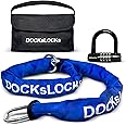 DocksLocks 8mm Security Chain Lock Set (3', 6' or 10') Heavy Duty, Cinch Style, Weatherproof, Hardened Carbon Steel, Includes Compact U-Lock 3ft