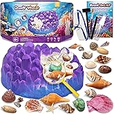 PIBEX Ocean Fossil Dig Kit, Dig up 20+ Real Shells & Seasnails, STEM Educational Activity Set Sea Creatures Excavation Toy fo