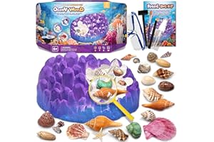 PIBEX Ocean Fossil Dig Kit, Dig up 20+ Real Shells & Seasnails, STEM Educational Activity Set Sea Creatures Excavation Toy for Kids, Marine Biology Geology Science Kit, Gift for Boys and Girls Age 6+