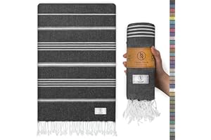 Ossano Turkish Beach Towel Absorbent & Quick Dry Oversized (39" x 71") - Decorative, Versatile and Functional as Gym, Travel and Bath Towels, Outdoor, Beach, Picnic Blanket - Antest Grey