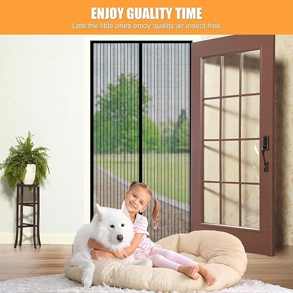 LIAMST MAGNETIC SCREEN DOOR – FITS 36′ X 80′, SELF SEALING, HEAVY DUTY, HANDS FREE MESH PARTITION, MAGNETIC CLOSURE