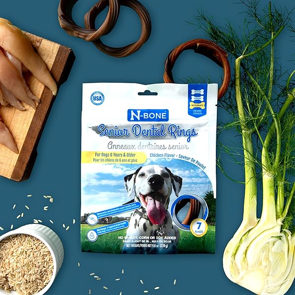N-BONE SENIOR DENTAL RINGS CHICKEN FLAVOR DOG TREATS, 7 COUNT 9.8-OZ BAG