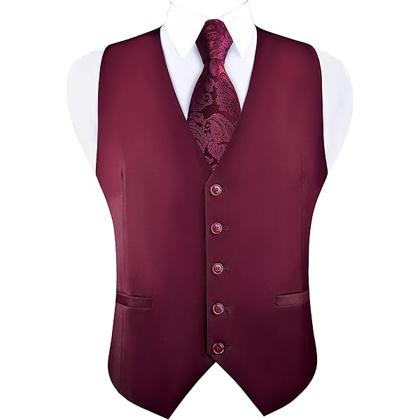 mens burgundy vest and tie