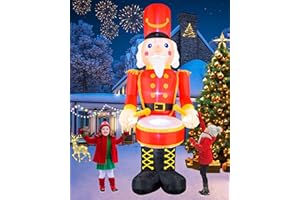 VCOKEN 12FT Christmas Inflatables Nutcracker Outdoor Decorations, Giant Christmas Inflatable with Big Bass, Built-in LEDs Inflatable Nutcracker Blow Ups for Xmas Decor Holiday Party Yard Garden Lawn