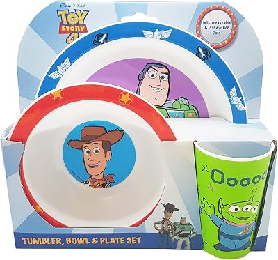 Disney Toy Story Kids Tableware Set 3 Piece PP Plate Bowl Cup Blue Red
