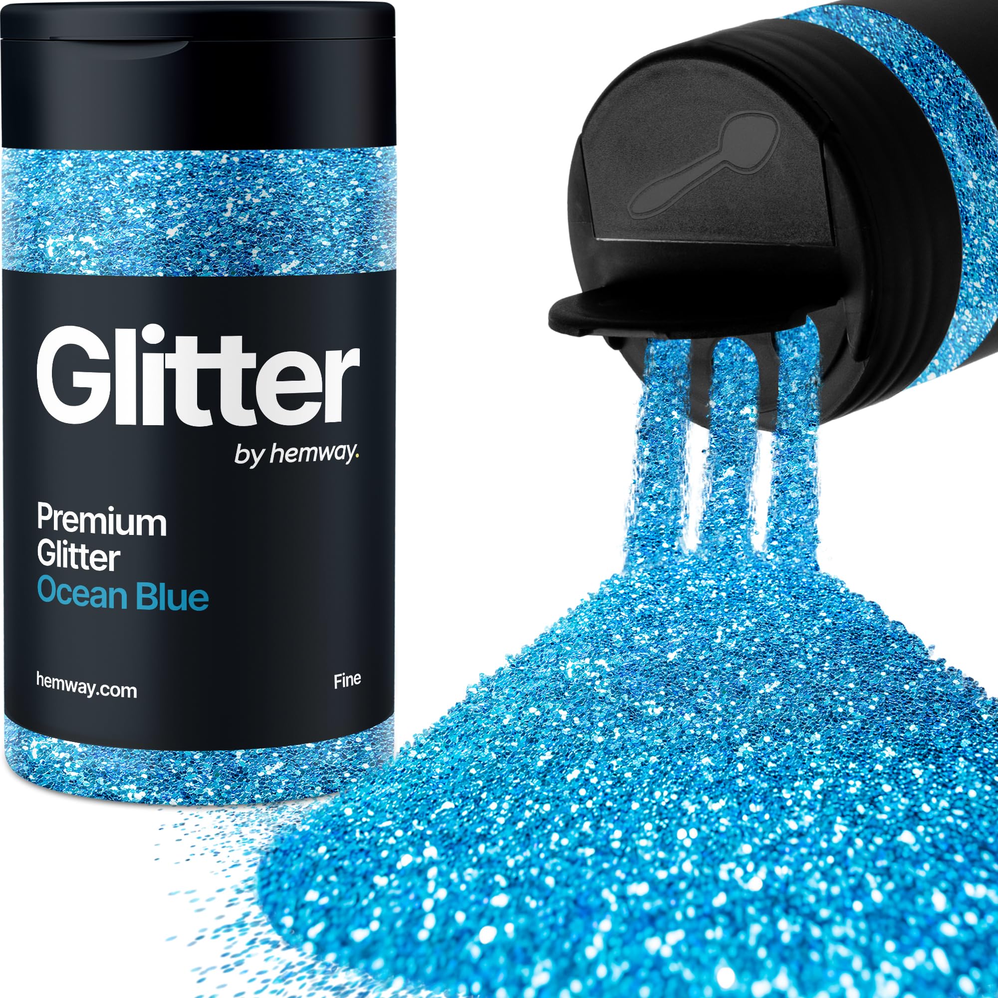 Ocean Blue Glitter Shaker, 130g Fine Glitter, Crafts 1/64" Metallic Flake Ocean Blue Sequins, Resin & Epoxy Crafts, Decorating, Halloween, Christmas Nail, Face, Hemway — image 1