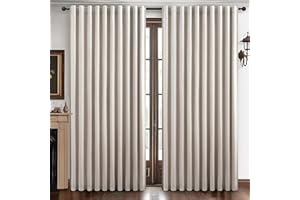 Extra Wide 70 Inch Length Blackout Curtains & Drapes 108 Inches Long 2 Panels Set for Sliding Glass Doors,Modern Pleated Line