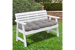 Sweet Home Collection Patio Chair Cushions Outdoor Loveseat Lounge Seat Pads Premium Comfortable Thick Fiber Fill Tufted 44" x 19", 1 Count (Pack of 1), Silver