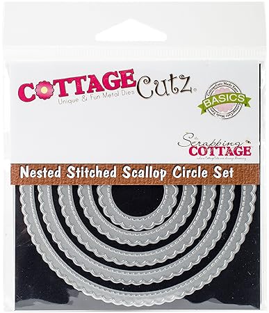 CottageCutz CCB-062 Nested Dies 5/Pkg-Stitched Scallop Circle