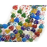 ALL in ONE Millefiori Lampwork Glass Beads for Jewelry Making DIY (12mm Flat Heart)