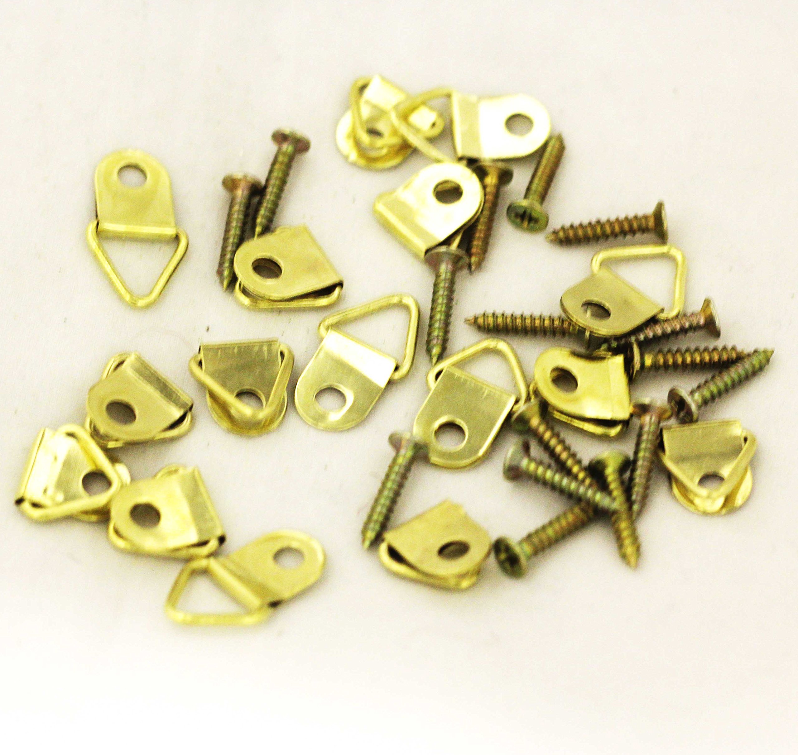 SystemsEleven 16 HANGING SET HOOKS NAILS SCREW FIXING BRASS GOLDEN FRAME PICTURE HOME OFFICE