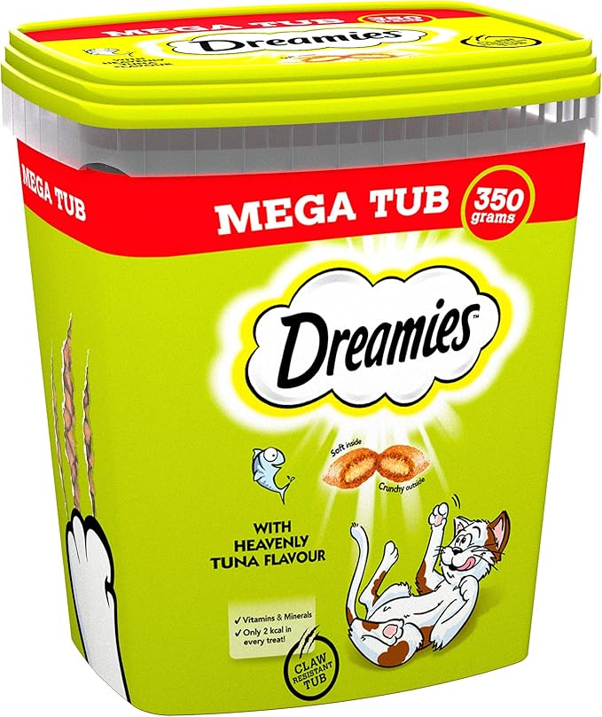 Dreamies Cat Treats, Tasty Snacks with Delicious Tuna, 2 Tubs of 350 g