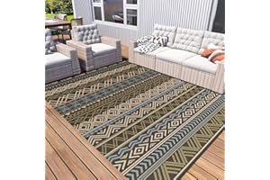 MontVoo Outdoor Rug Carpet Waterproof-Patio Rug Mat 5x8 Reversible RV Camping Rug Picnic Mat Plastic Straw Outside Rug for Balcony Porch Deck Beach-Boho Outdoor Area Rug for Patio Decor Colorful